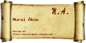Murai Ákos névjegykártya